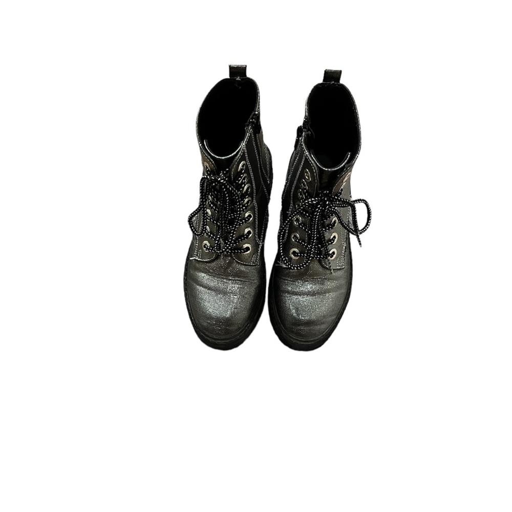 Black metallic boots size 2 youth, medium, worn twice